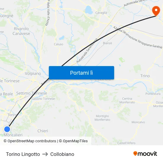 Torino Lingotto to Collobiano map