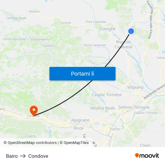 Bairo to Condove map