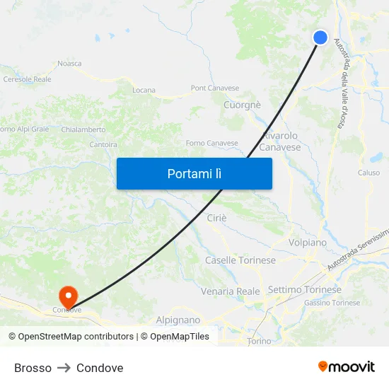 Brosso to Condove map