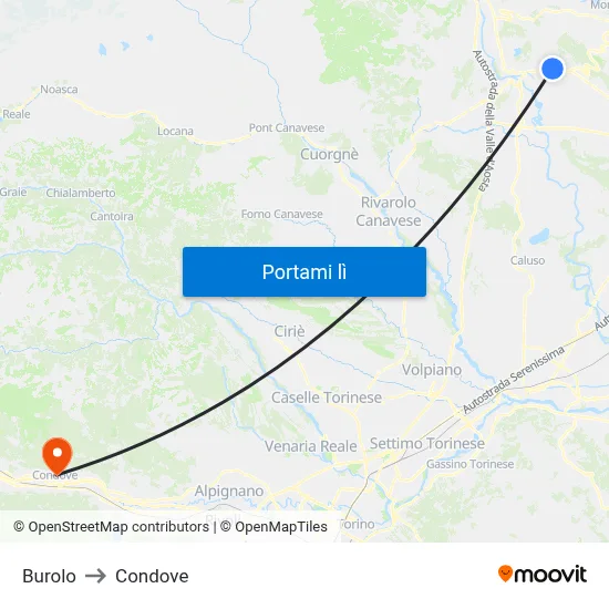 Burolo to Condove map