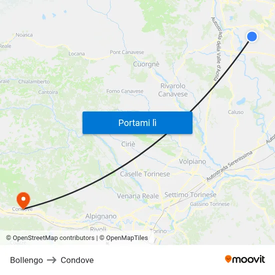 Bollengo to Condove map