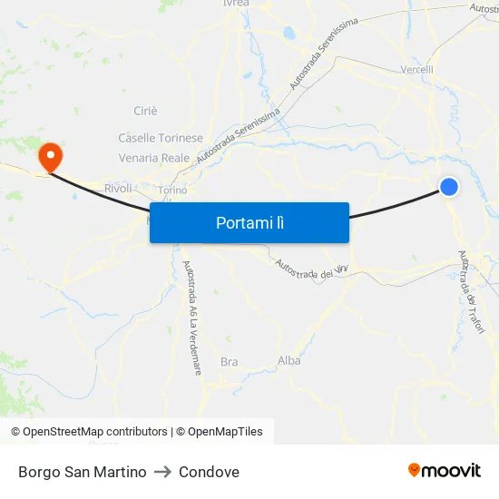 Borgo San Martino to Condove map