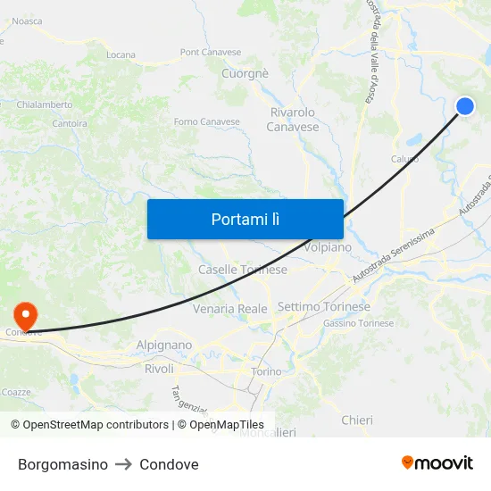 Borgomasino to Condove map