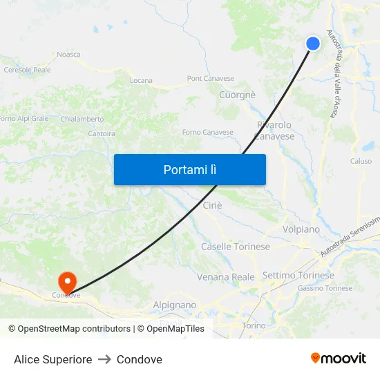 Alice Superiore to Condove map