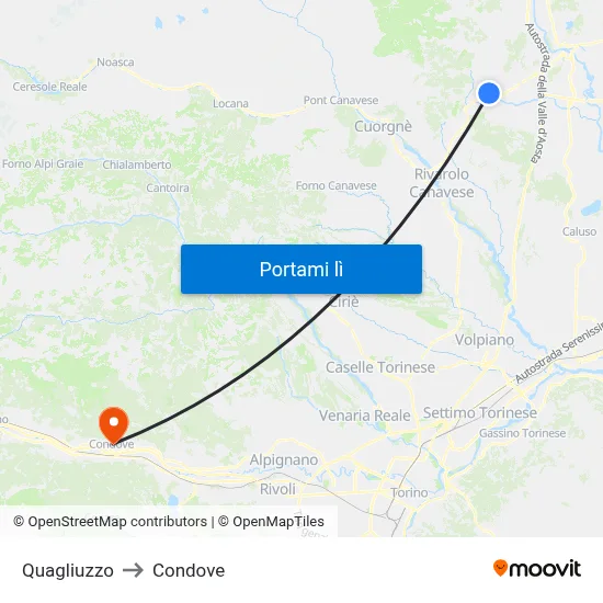 Quagliuzzo to Condove map