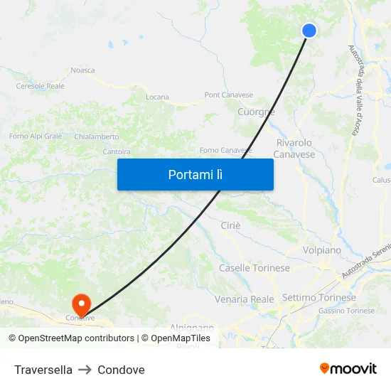 Traversella to Condove map