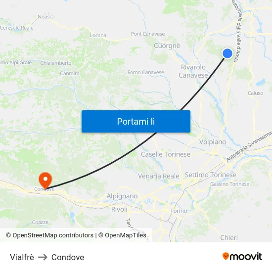 Vialfrè to Condove map