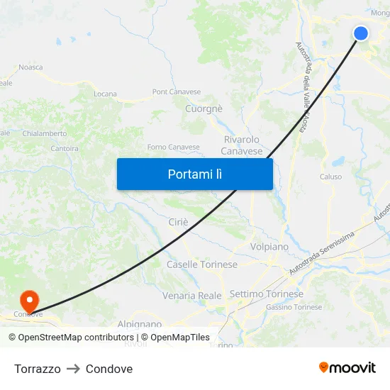Torrazzo to Condove map