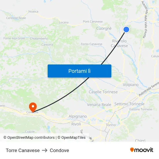 Torre Canavese to Condove map