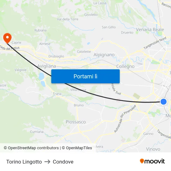 Torino Lingotto to Condove map