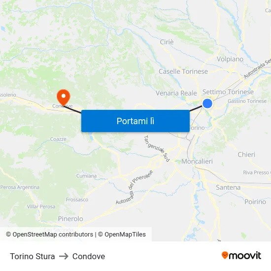 Torino Stura to Condove map