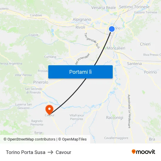 Torino Porta Susa to Cavour map