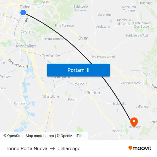 Torino Porta Nuova to Cellarengo map