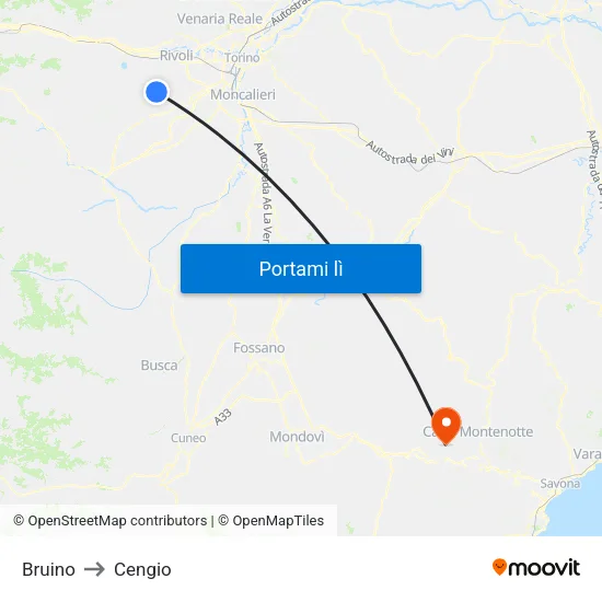 Bruino to Cengio map