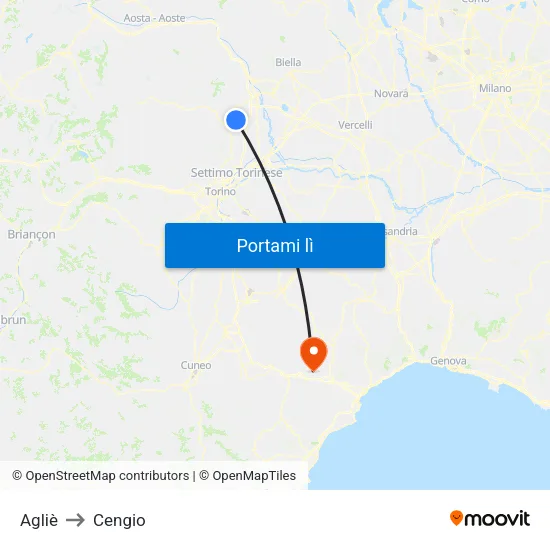 Agliè to Cengio map