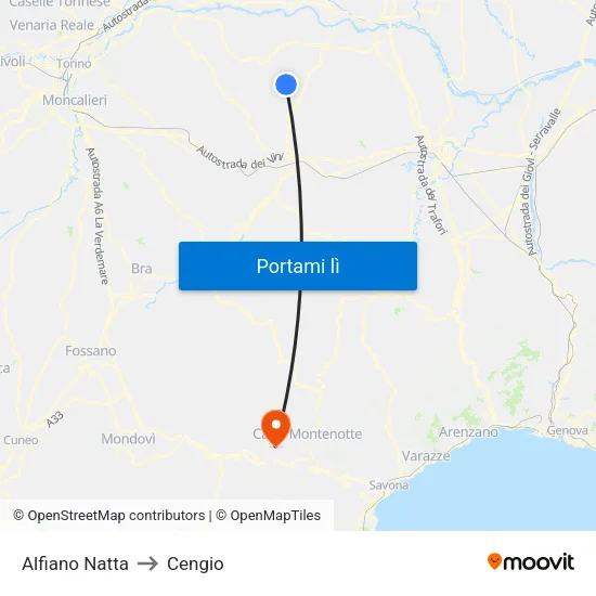 Alfiano Natta to Cengio map