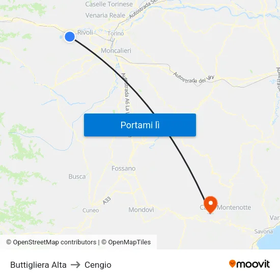 Buttigliera Alta to Cengio map