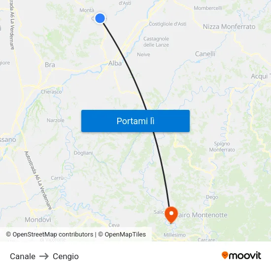 Canale to Cengio map