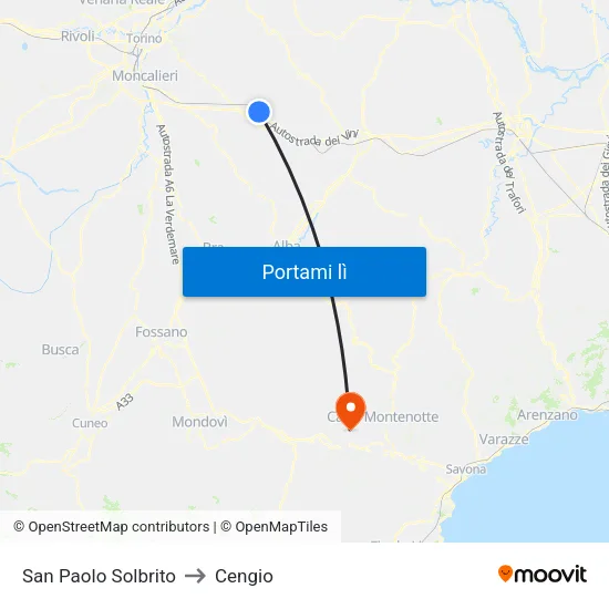 San Paolo Solbrito to Cengio map