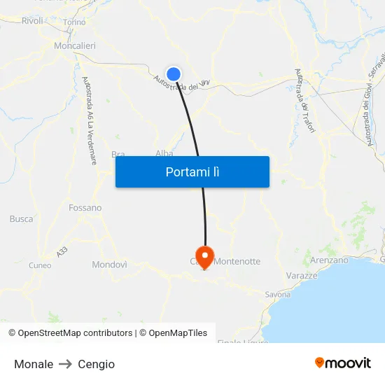 Monale to Cengio map