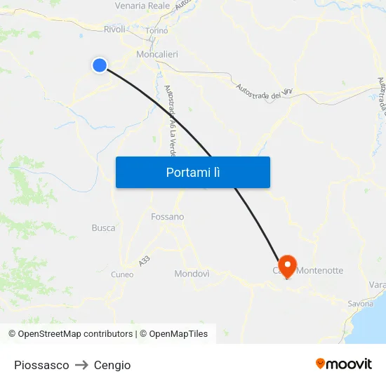 Piossasco to Cengio map
