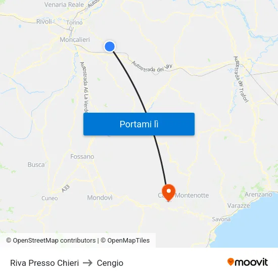Riva Presso Chieri to Cengio map