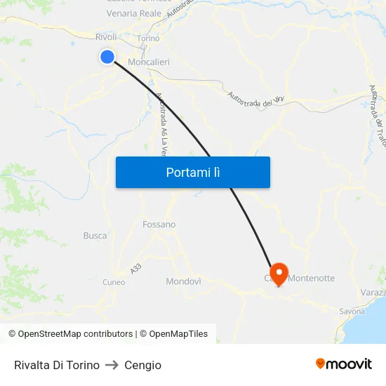 Rivalta Di Torino to Cengio map