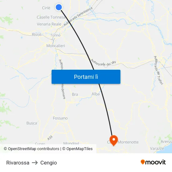 Rivarossa to Cengio map