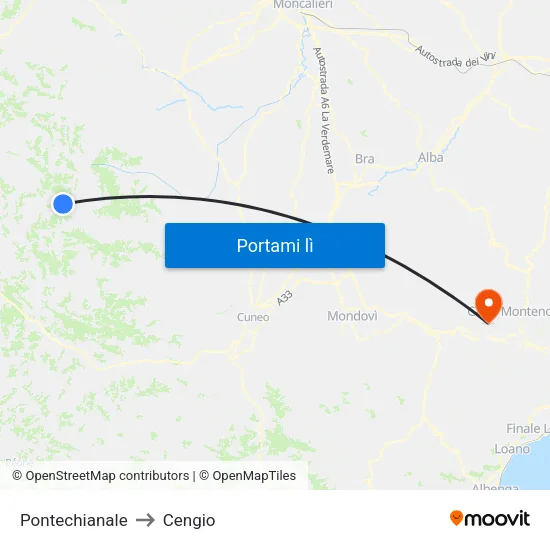 Pontechianale to Cengio map