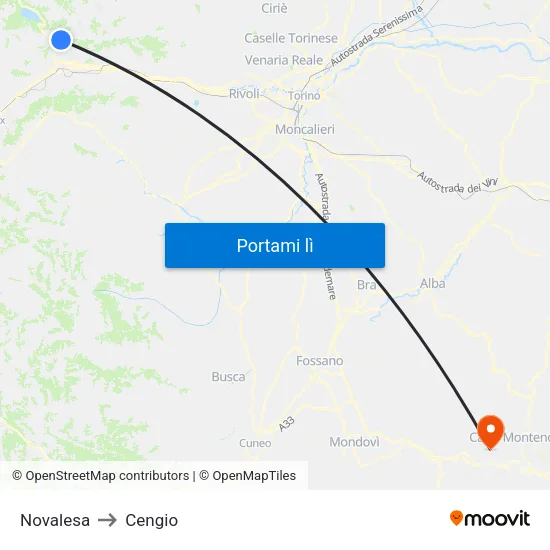 Novalesa to Cengio map