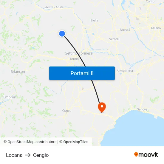 Locana to Cengio map