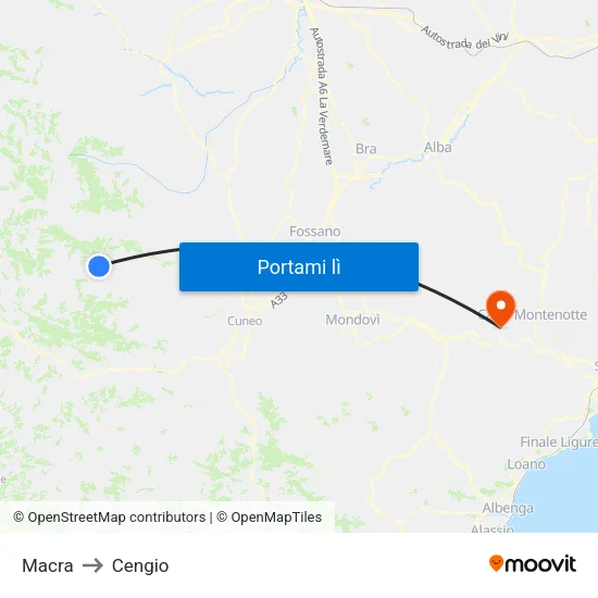 Macra to Cengio map