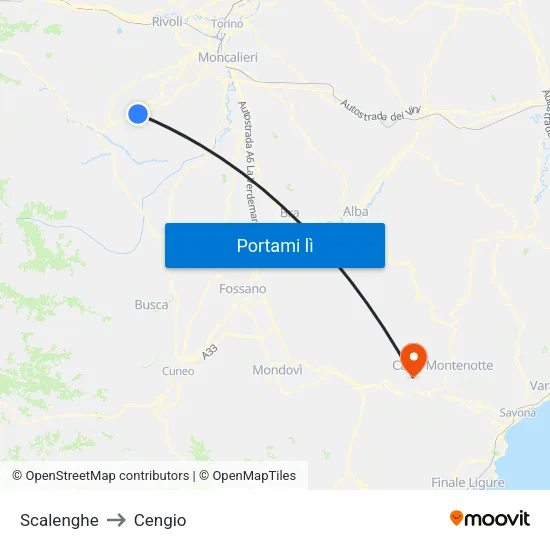 Scalenghe to Cengio map