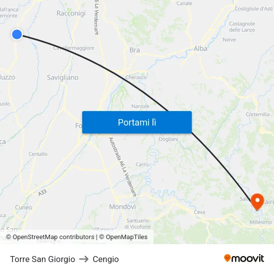 Torre San Giorgio to Cengio map