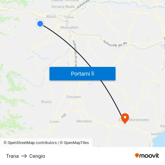 Trana to Cengio map