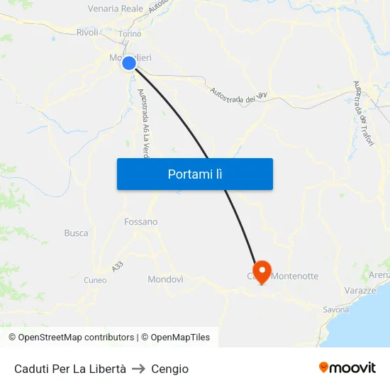 Caduti Per La Libertà to Cengio map