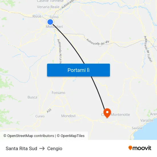 Santa Rita to Cengio map