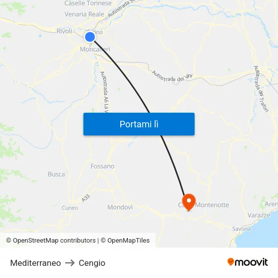 Mediterraneo to Cengio map