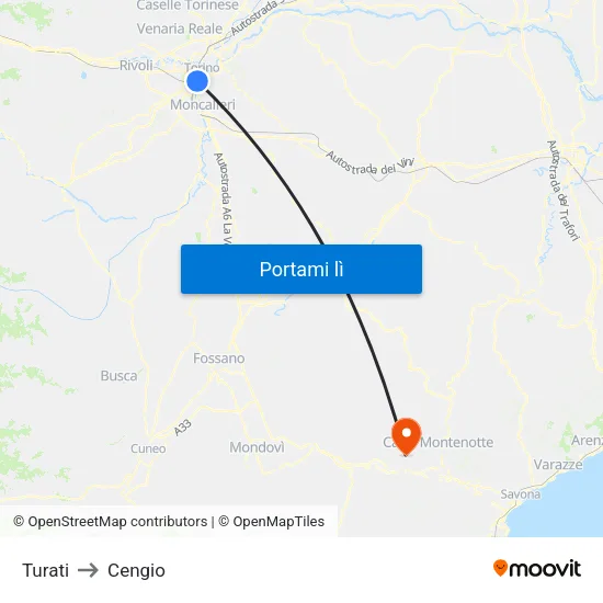 Turati to Cengio map
