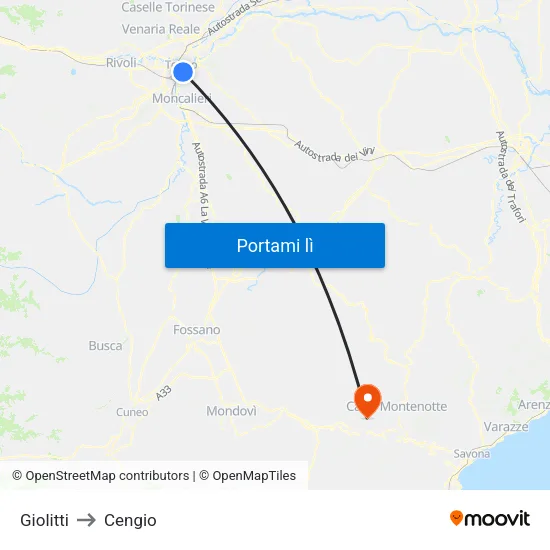 Giolitti to Cengio map