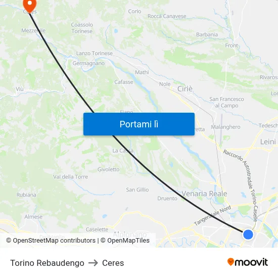 Torino Rebaudengo to Ceres map