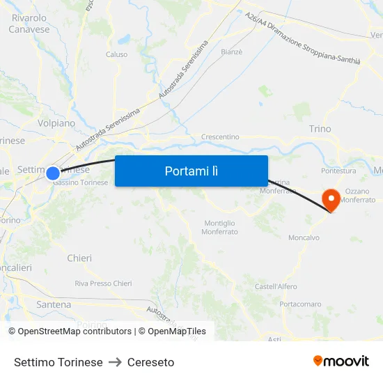 Settimo Torinese to Cereseto map