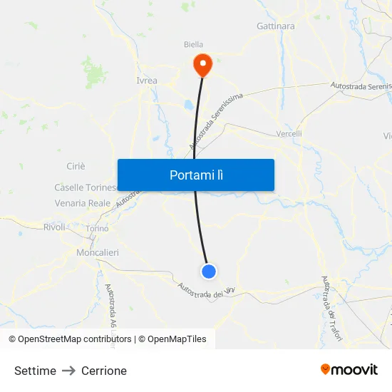Settime to Cerrione map