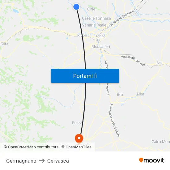 Germagnano to Cervasca map
