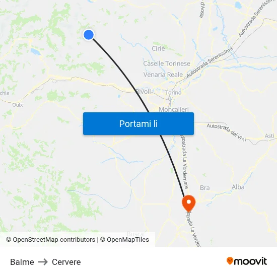 Balme to Cervere map