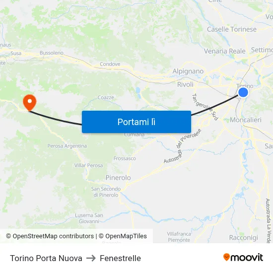 Torino Porta Nuova to Fenestrelle map
