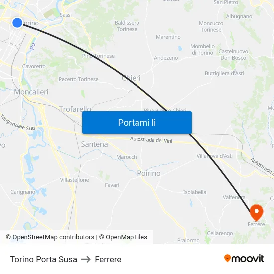Torino Porta Susa to Ferrere map