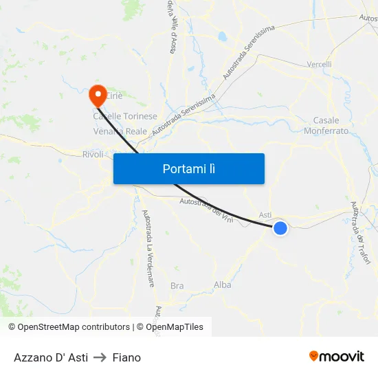Azzano D' Asti to Fiano map