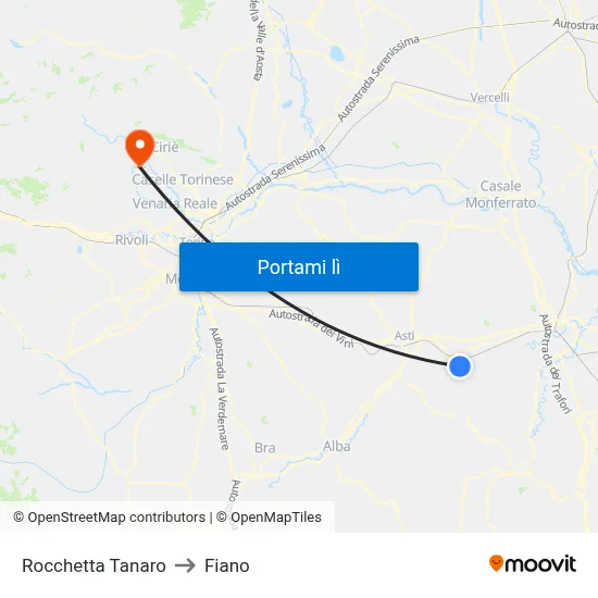 Rocchetta Tanaro to Fiano map