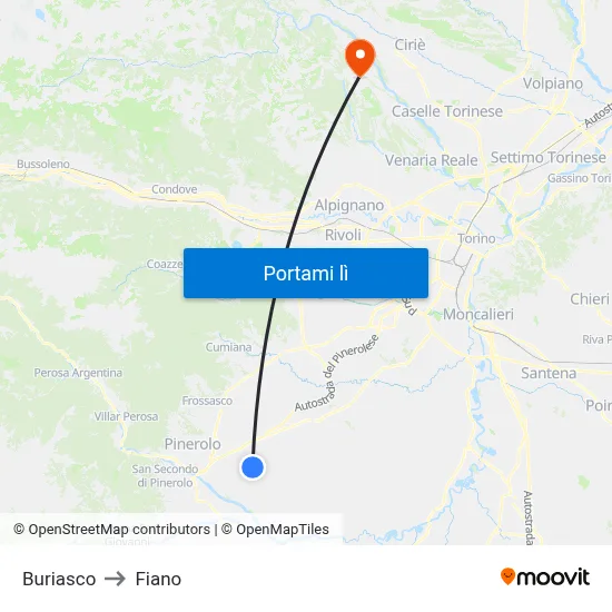 Buriasco to Fiano map